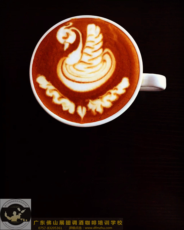 创意天鹅咖啡拉花系列_学员的咖啡作品_广东佛山展翅调酒咖啡西点培训